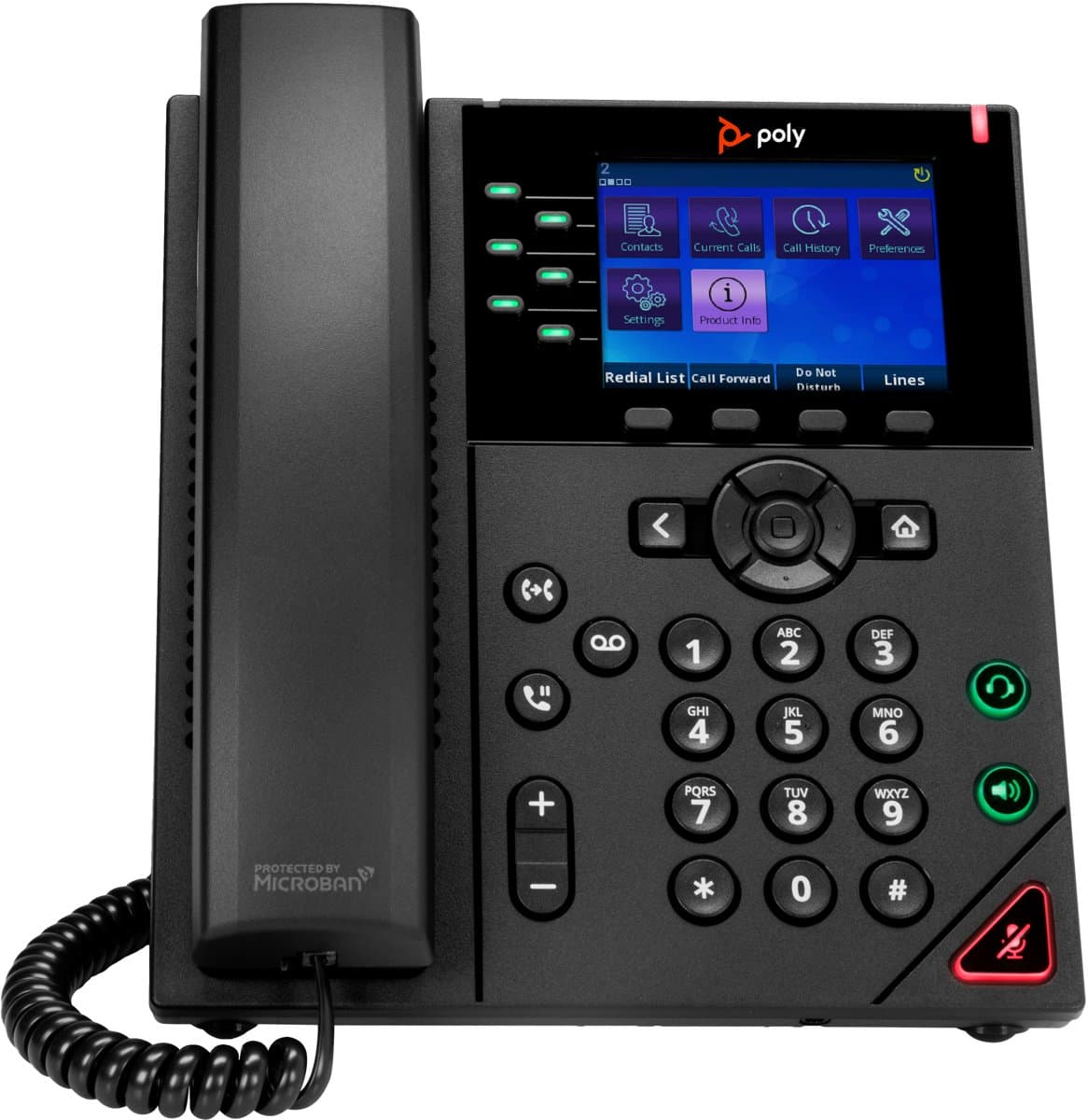 HP Poly VVX 350 6-Line IP Phone, 3.5" LED Display, PoE-Enabled