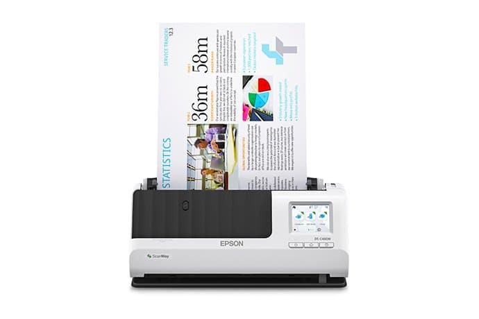 Epson DS-C480W Compact Desktop Scanner, 30 ppm, 2.4" Touchscreen, Wireless