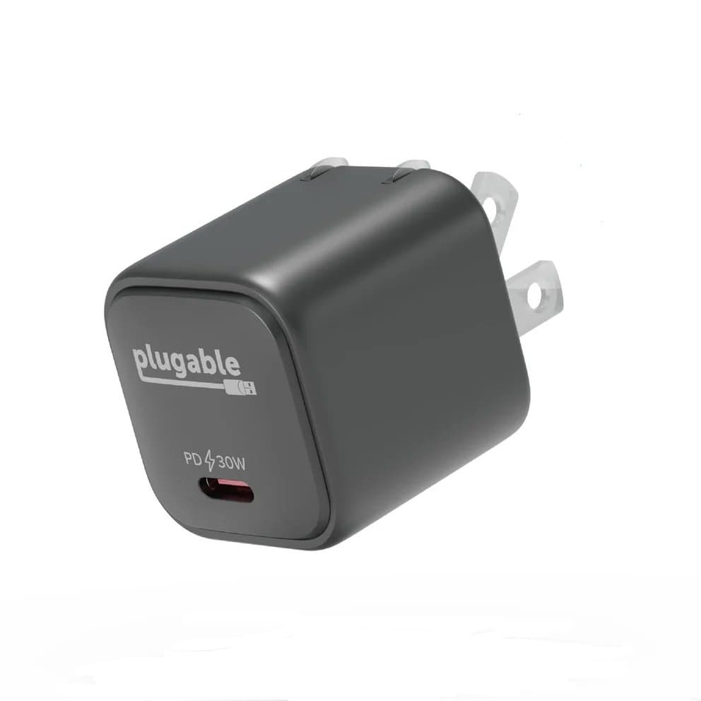 Plugable PS-30C1B, 30W GaN USB-C Charger, 20V Output, Fast Charging, Foldable