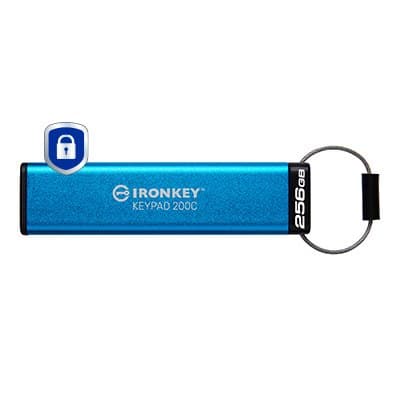 Kingston IronKey Keypad 200C, 256GB USB-C, 280 MB/s, FIPS 140-3 Level 3, AES-256