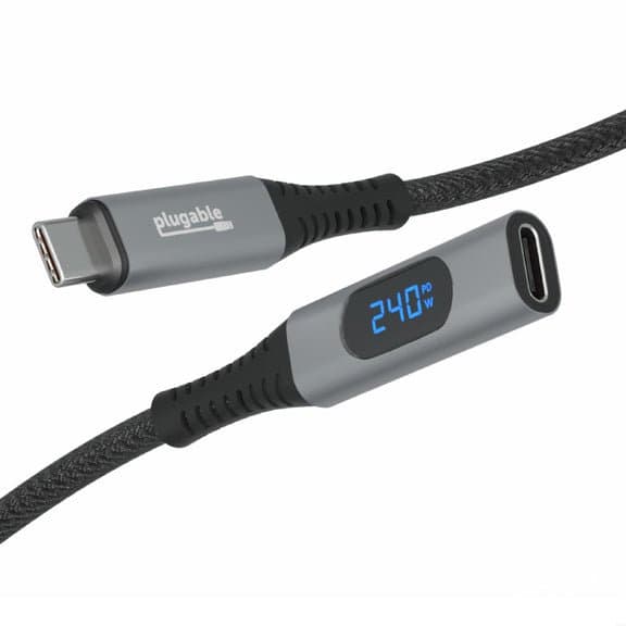 Plugable USB-C Extension Cable, 1 m, 240W Power, 10 Gbps, 4K 60Hz