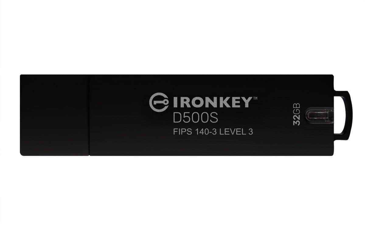 Kingston IronKey D500S USB Flash Drive, 32GB, FIPS 140-3 Level 3, AES-256