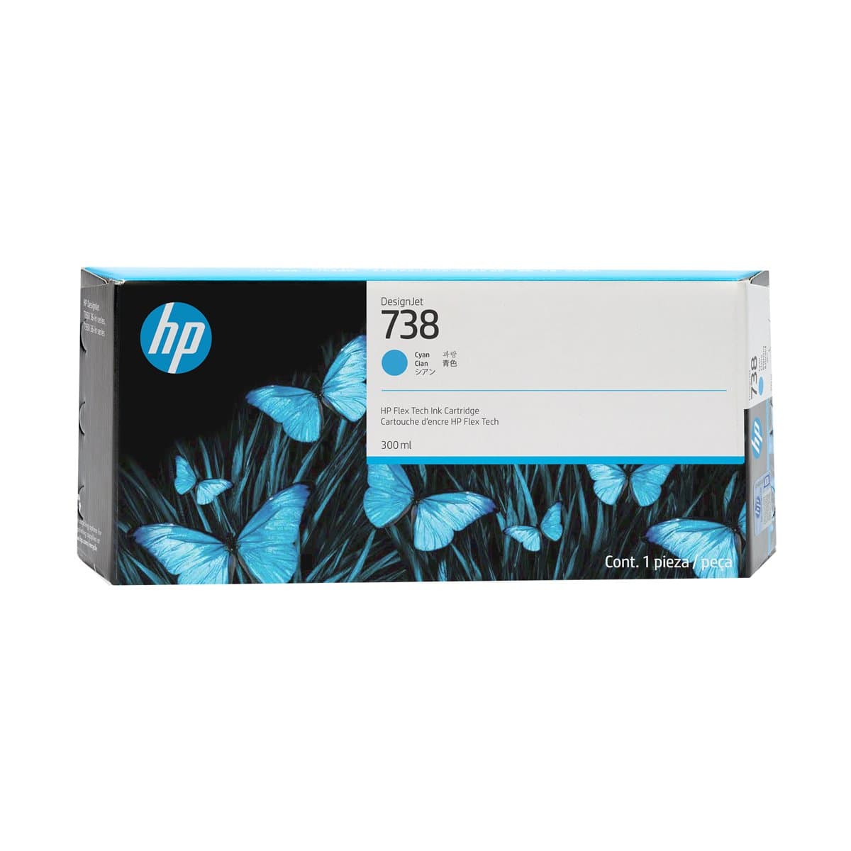 HP 738 Cyan DesignJet Ink Cartridge, 300ml, Thermal Inkjet, T850/T950