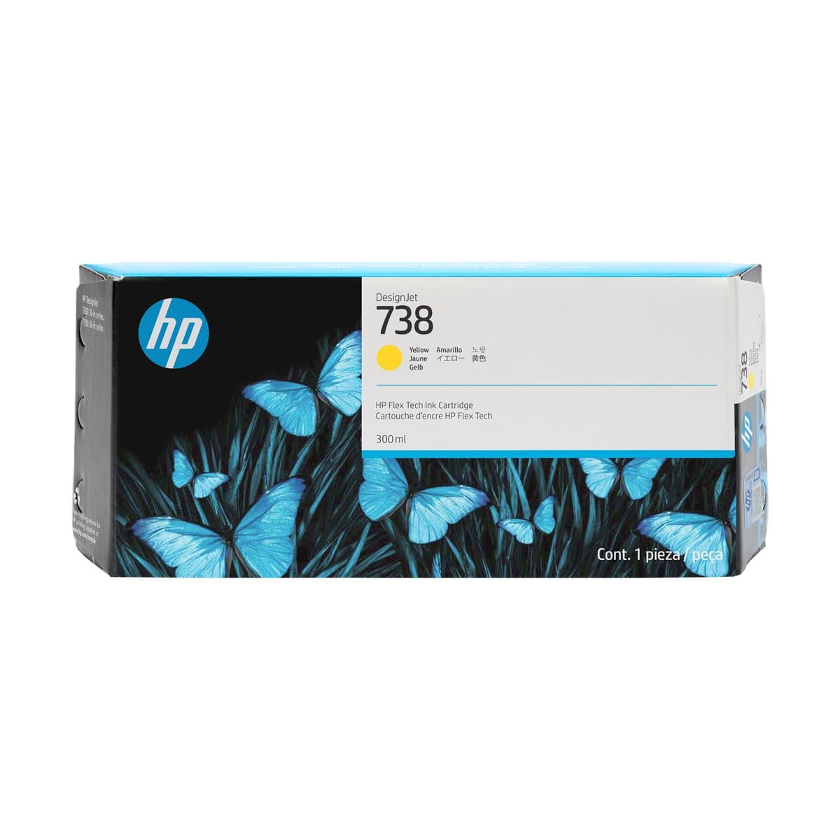 HP 738 Yellow DesignJet Ink Cartridge, 300ml, Thermal Inkjet, T850/T950 Compatible
