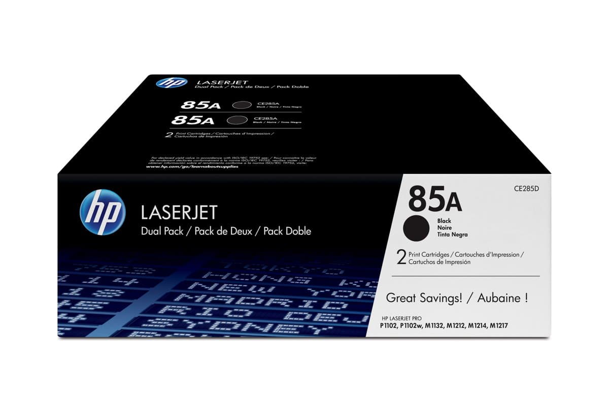 HP 85A 2-Pack LaserJet Toner Cartridges, Black, 3200-Page Yield, Original