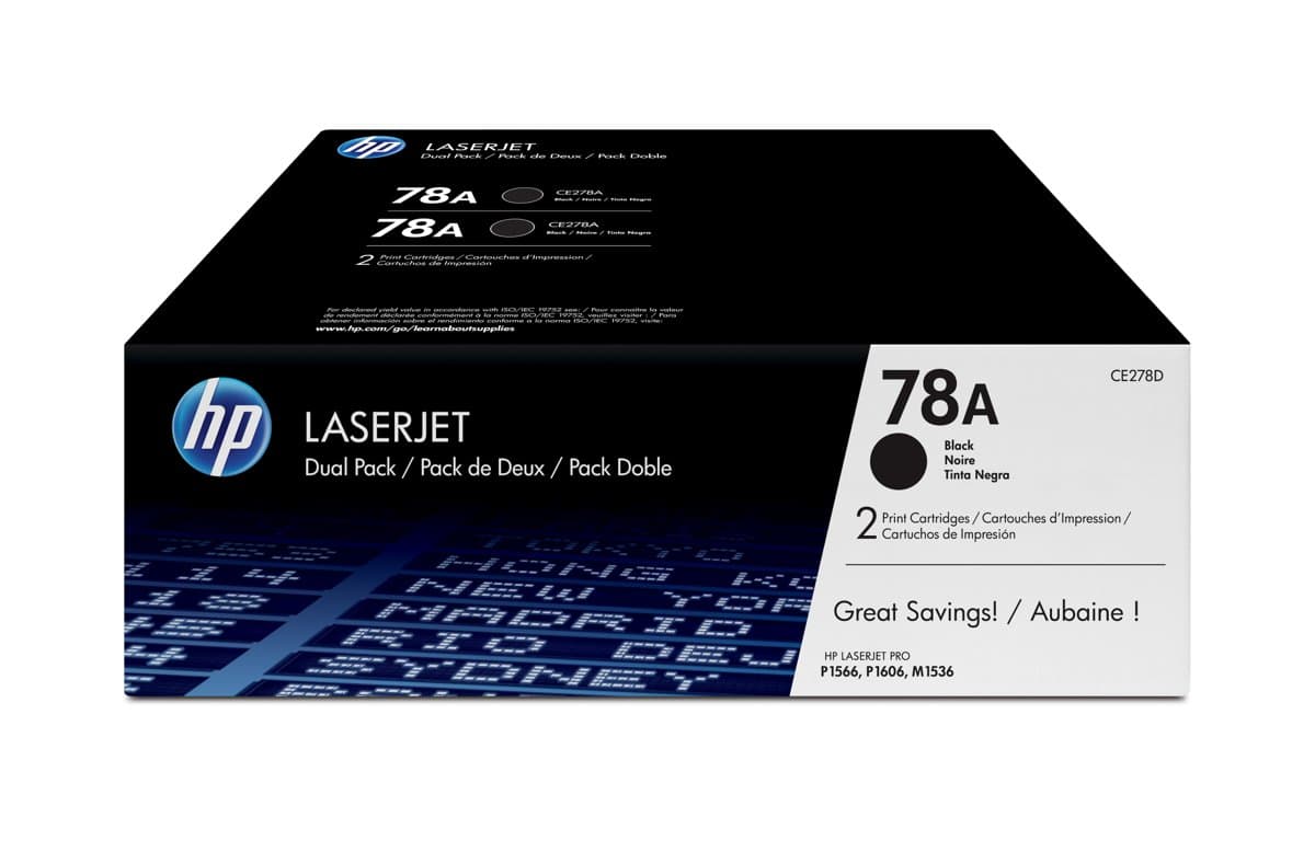 HP 78A Black Toner Cartridge, LaserJet, 4200 Pages, 2-Pack