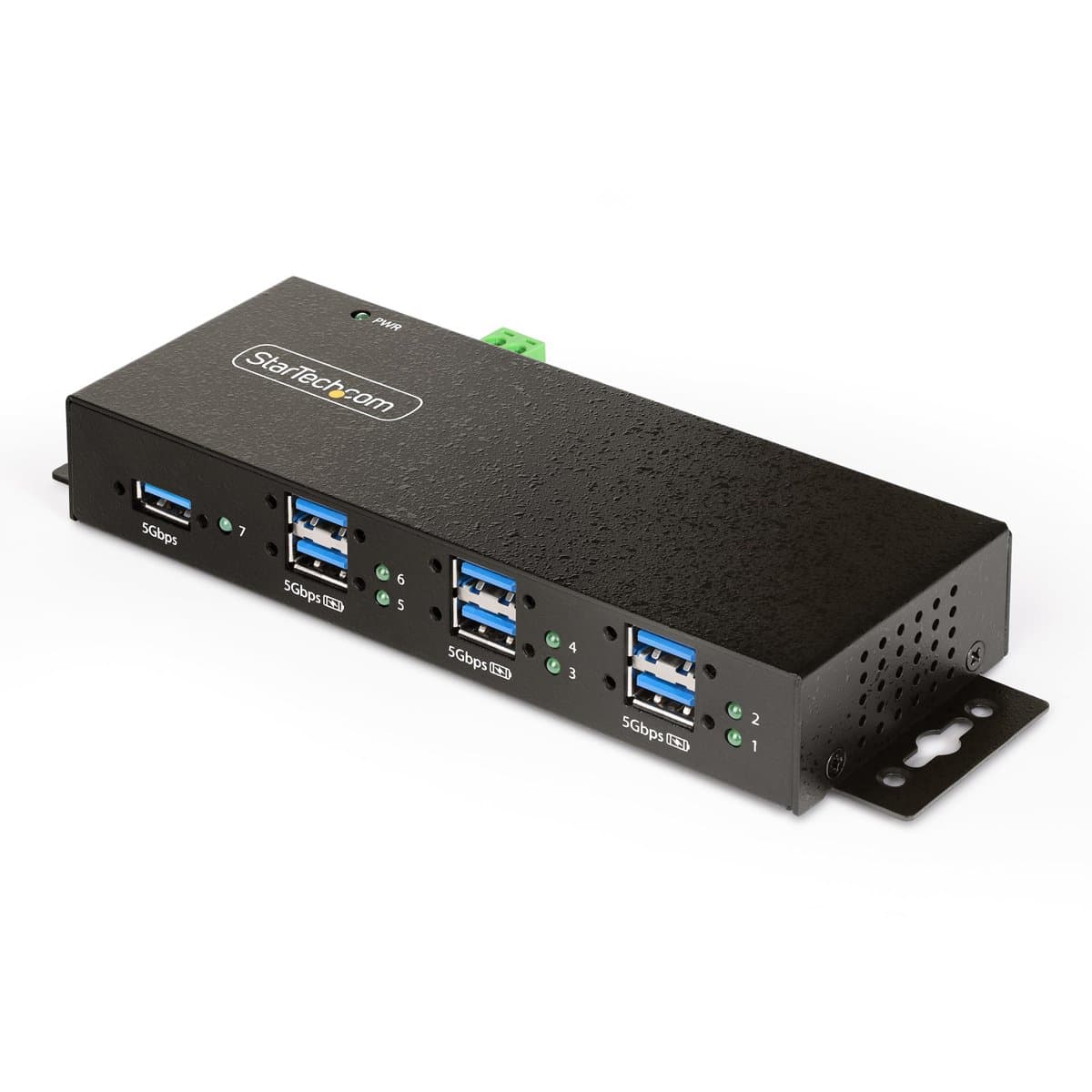 StarTech 7-Port Managed Industrial USB 3.0 Hub, Metal, Locking USB, ESD/Surge, DIN/Wall/Desk, TAA