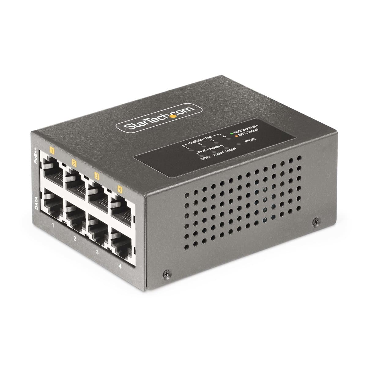 StarTech 4-Port Multi-Gigabit PoE++ Injector, 5/2.5/1G Ethernet, 160W