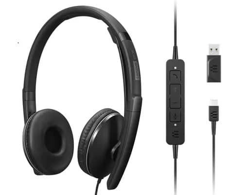 Lenovo Wired ANC Headset Gen 2, 20–20,000 Hz, Active Noise Cancelling, UC Compatible