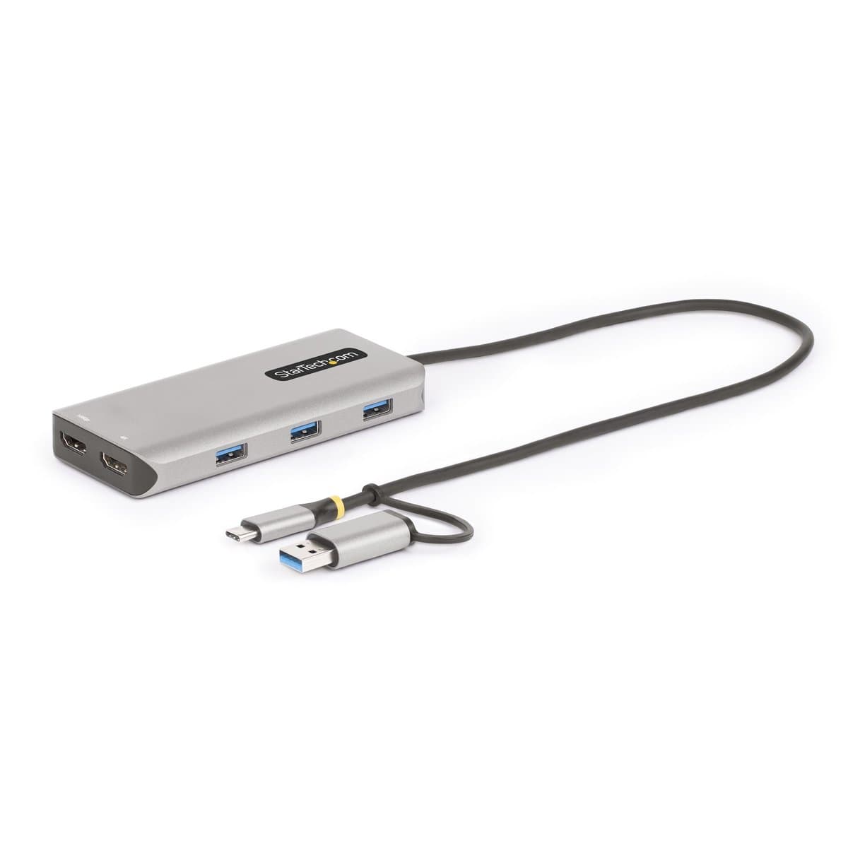 StarTech USB-C Multiport Adapter, 4K Dual HDMI, 3× USB-A 5Gbps, 40cm Cable