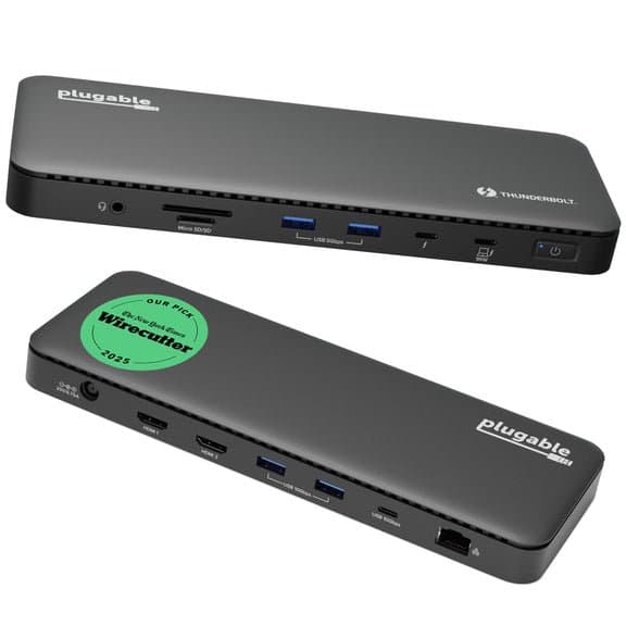 Plugable Thunderbolt 4 USB4 Dock, 13 Ports, Dual 4K 60Hz HDMI, 100W Power Delivery