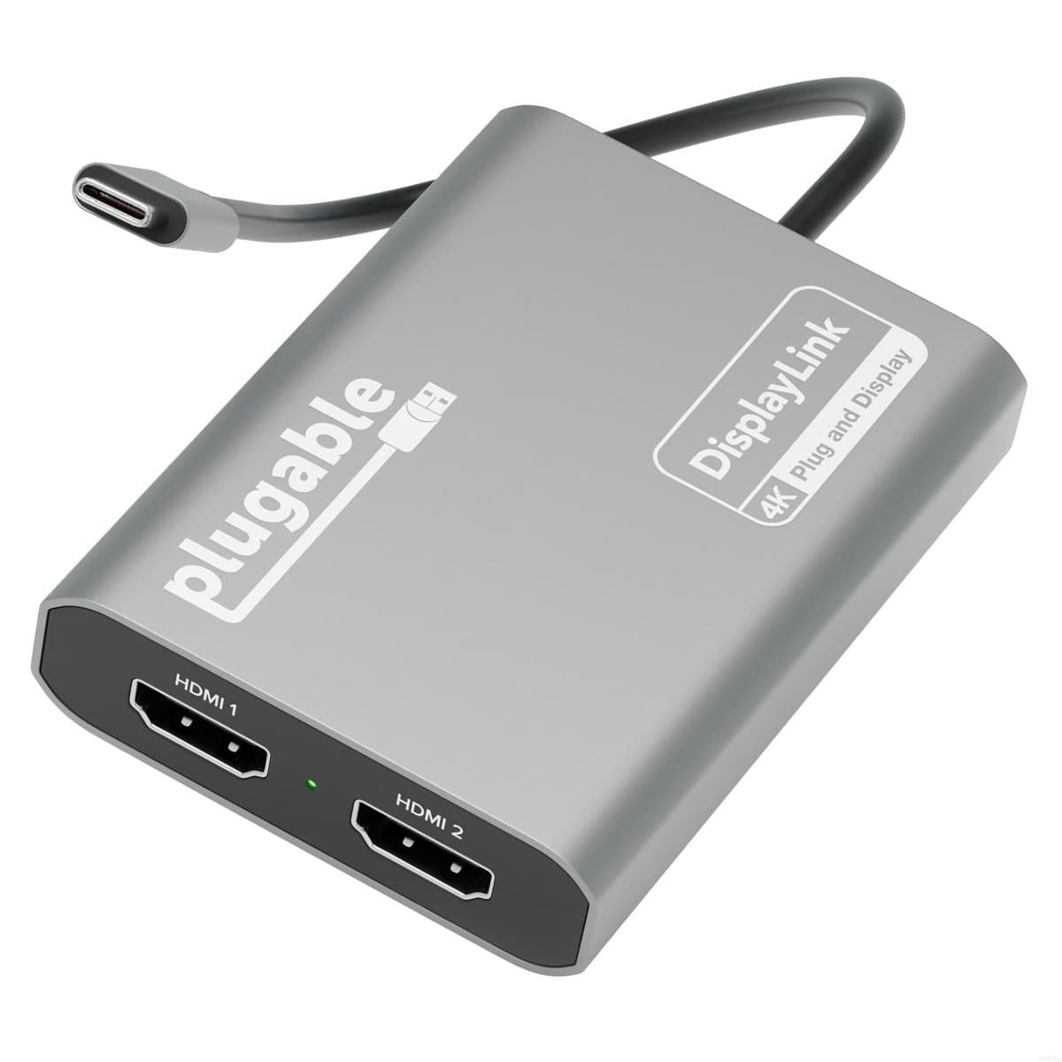 Plugable USB-C Dual 4K HDMI Adapter, USB 3.2 Gen 1, 4K 60Hz