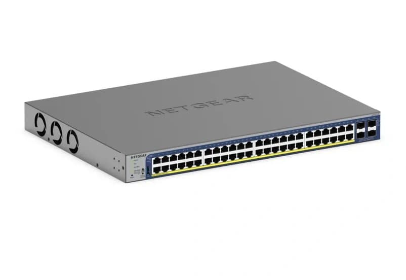 Netgear GS752TXPv3 Managed Switch, 48× 1GbE + 2× 10G SFP+ Ports, PoE+, L2/L3/L4, 1U Rack