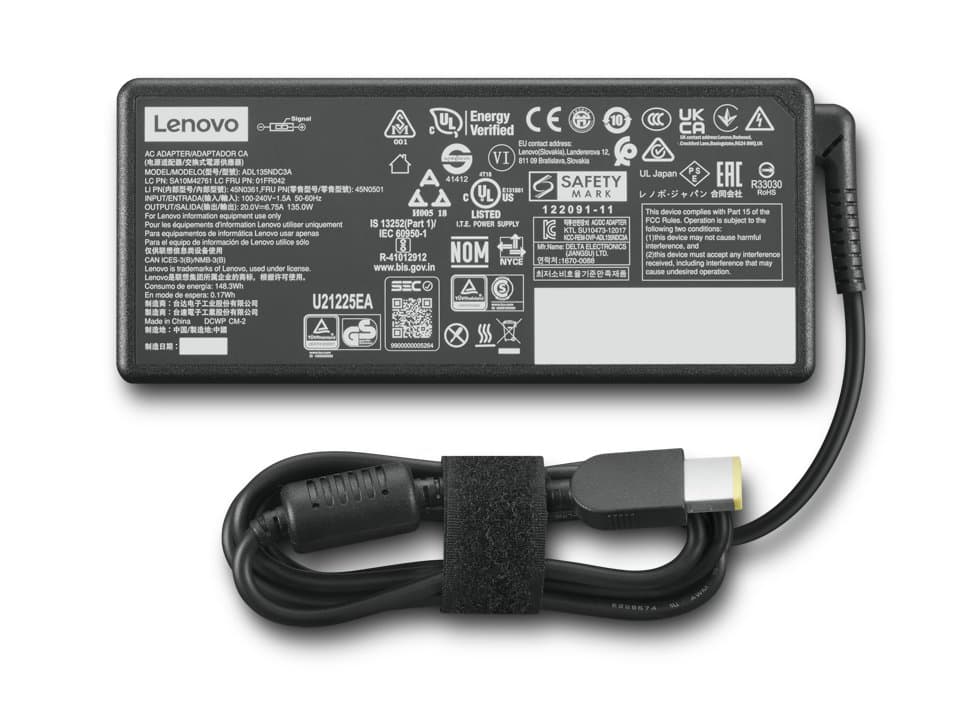 Lenovo 135W AC Adapter, 20V 1.5A Output, 100–240V Input, 1.6m Cable