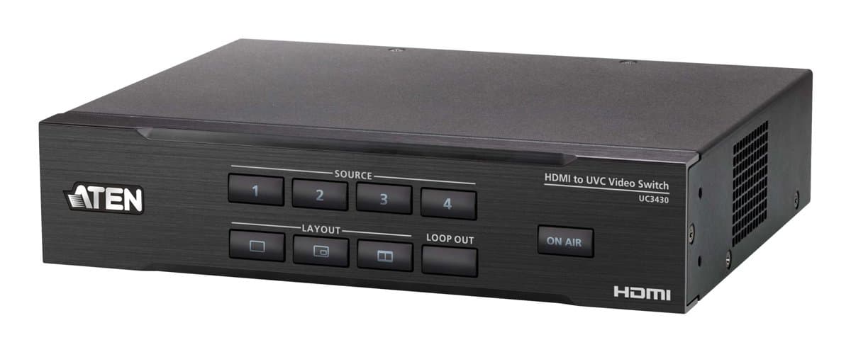 ATEN CAMLIVE PRO 4K 4-Input HDMI Switcher, 4K@60, USB-C, 60 fps