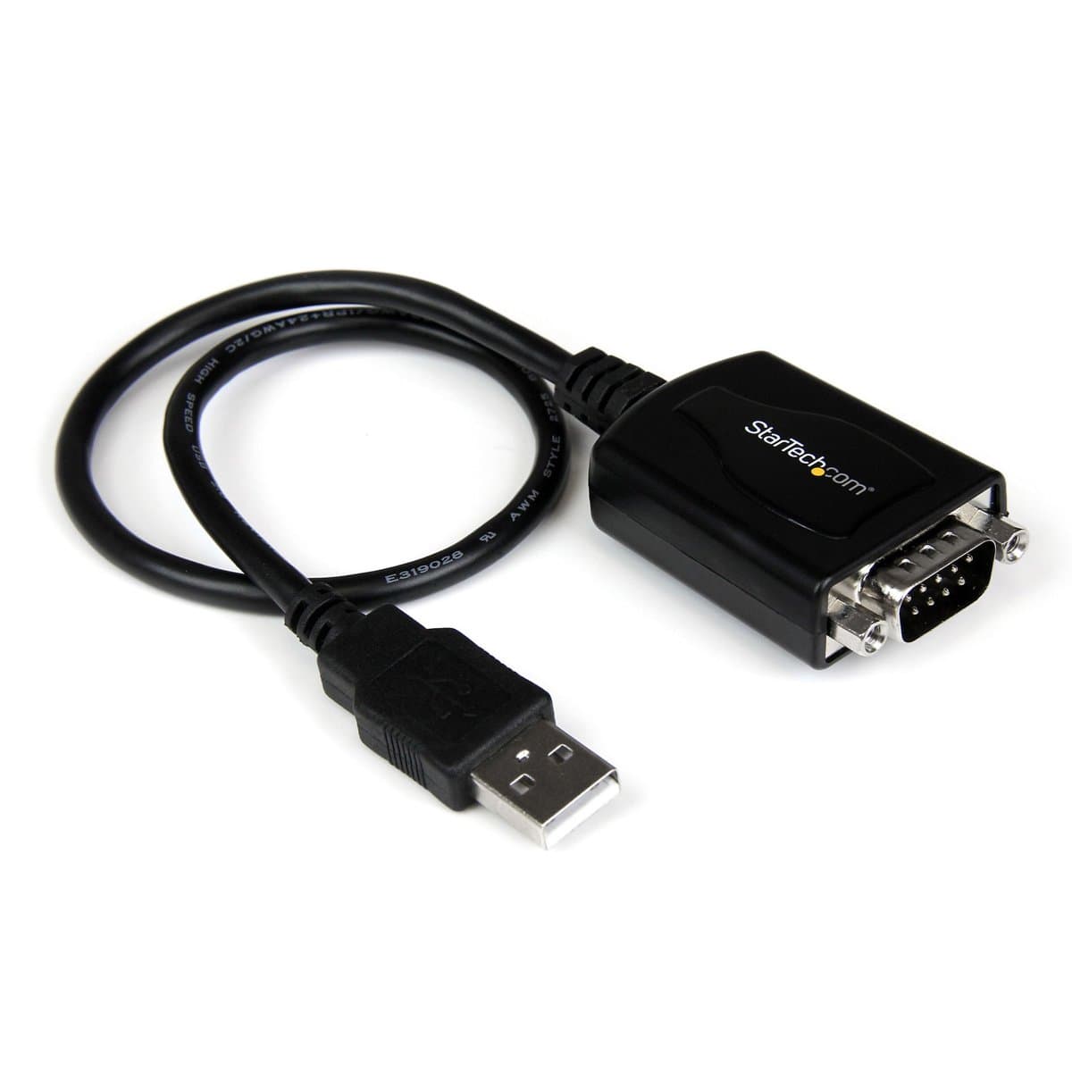 StarTech 1 ft USB to RS232 Serial DB9 Adapter Cable, Professional, COM Retention, Black
