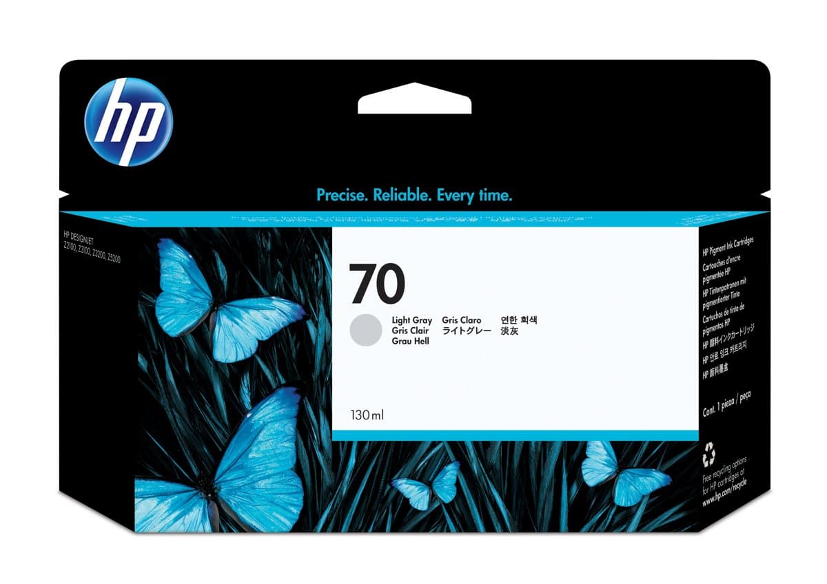 HP 70 Light Gray DesignJet Ink Cartridge, 130ml, Thermal Inkjet, Z-Series Compatible