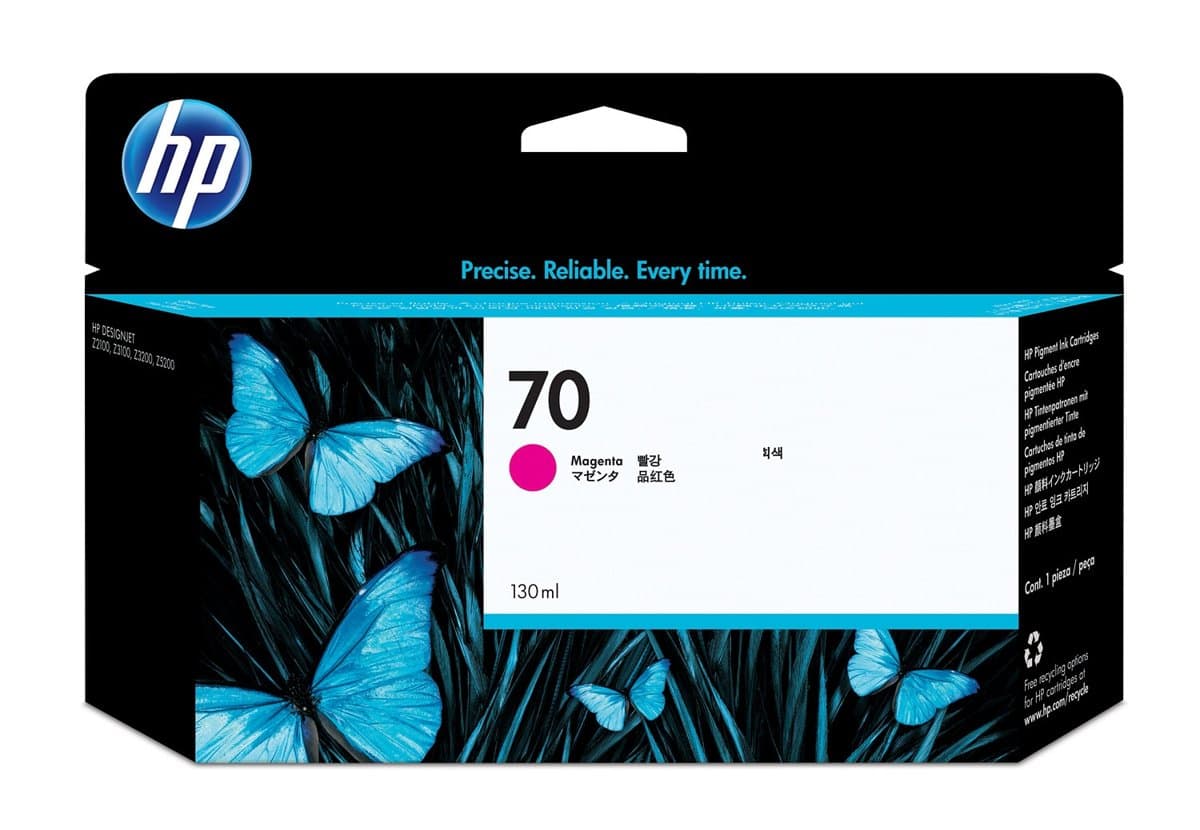 HP 70 Magenta DesignJet Ink Cartridge, 130ml, Thermal Inkjet, Z-Series