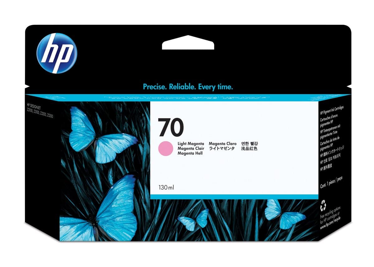 HP 70 Light Magenta Ink Cartridge, 130ml, Thermal Inkjet, DesignJet Compatible