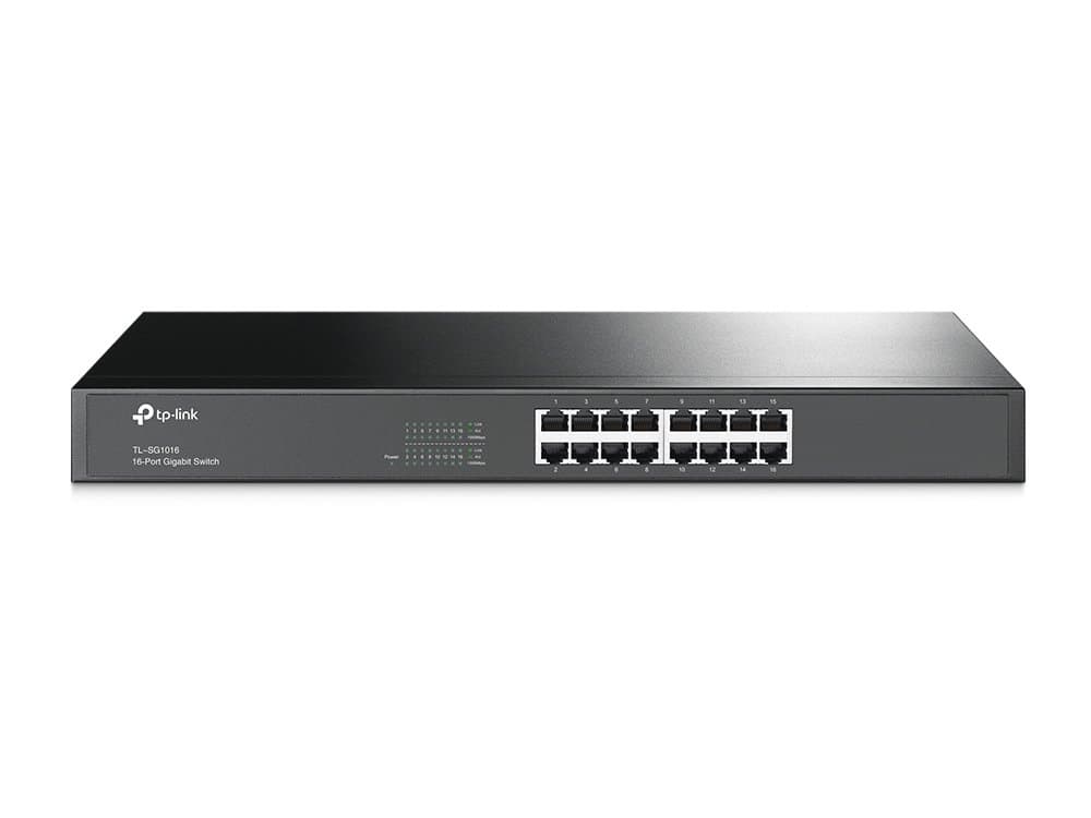 TP-Link TL-SG1016 16-Port Gigabit Switch, 32 Gbps, Full Duplex, 1U Rackmount