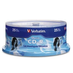 Verbatim CD-R Music Media, 700MB, 40x Speed, 25-Pack, 80-Min