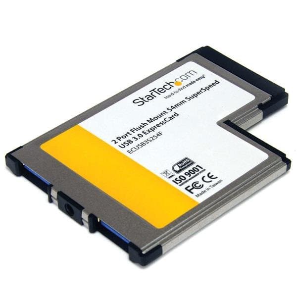 StarTech 2-Port Flush Mount ExpressCard 54 to USB 3.0 Adapter, UASP, 54mm, NEC uPD720200