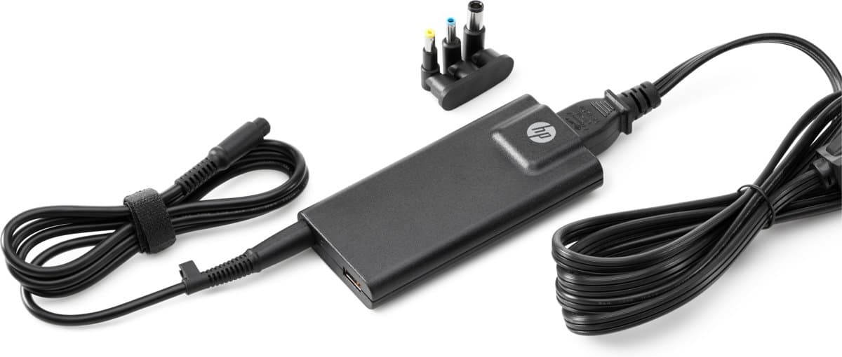 HP 65W Slim AC Adapter, Universal USB, 100-240V Input, 50-60Hz, 5V Output