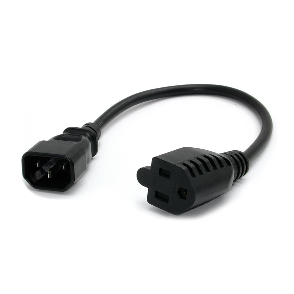 StarTech 1ft C14 to NEMA 5-15R Power Extension Cord, 10A 125V, 18AWG, UL Listed