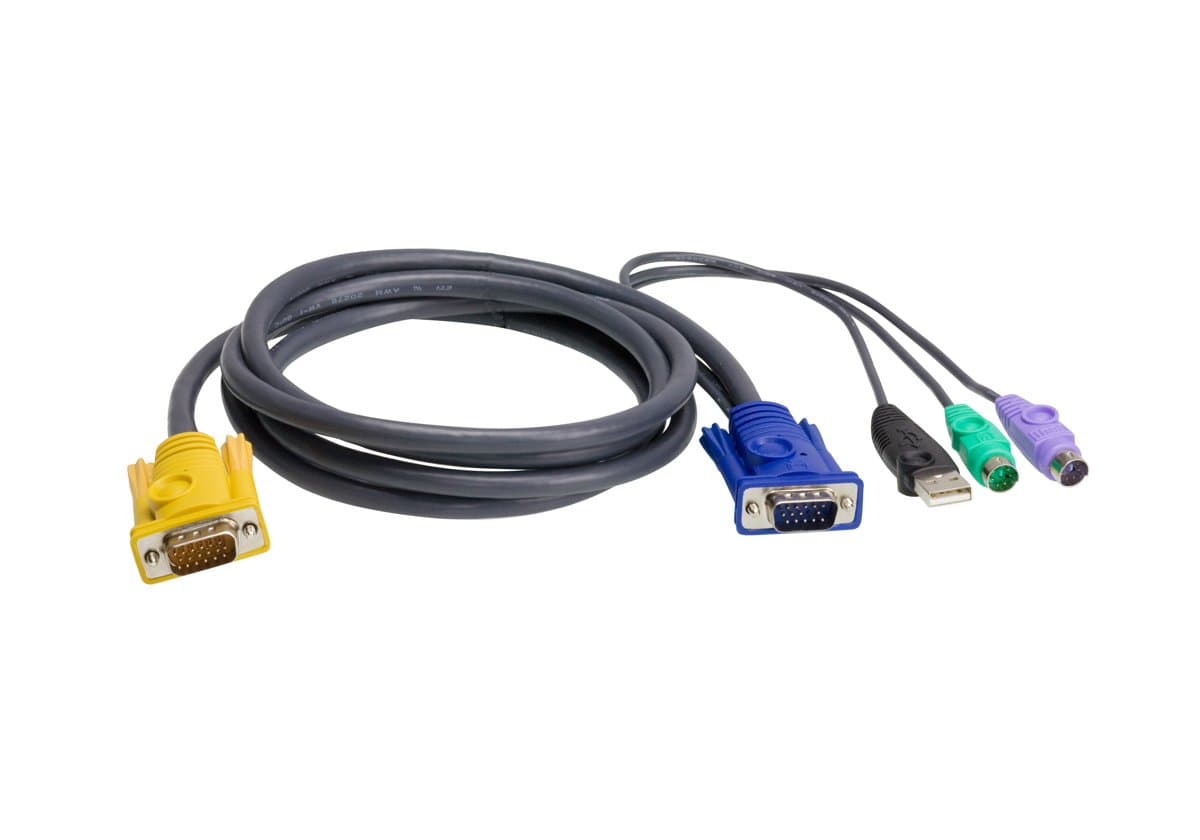 ATEN KW7841 PS/2 USB KVM Cable, 6ft, 3-in-1 SPHD Connector, VGA