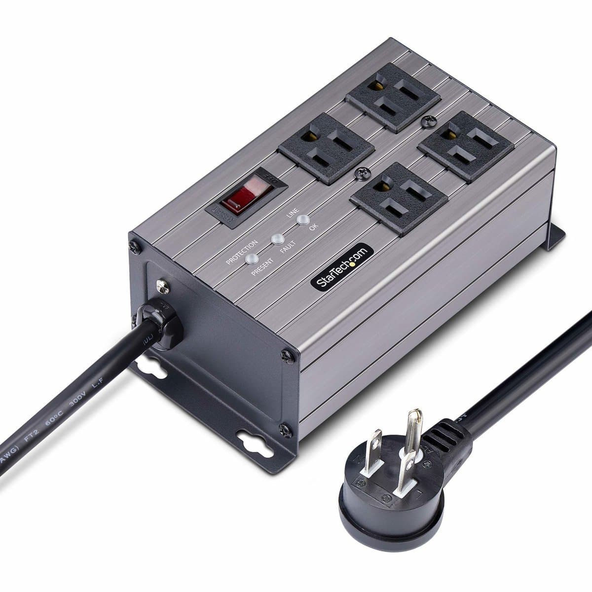 4-PORT INDUSTRIAL POWER STRIP - SURGE PROTECTION MOUNTABLE PDU