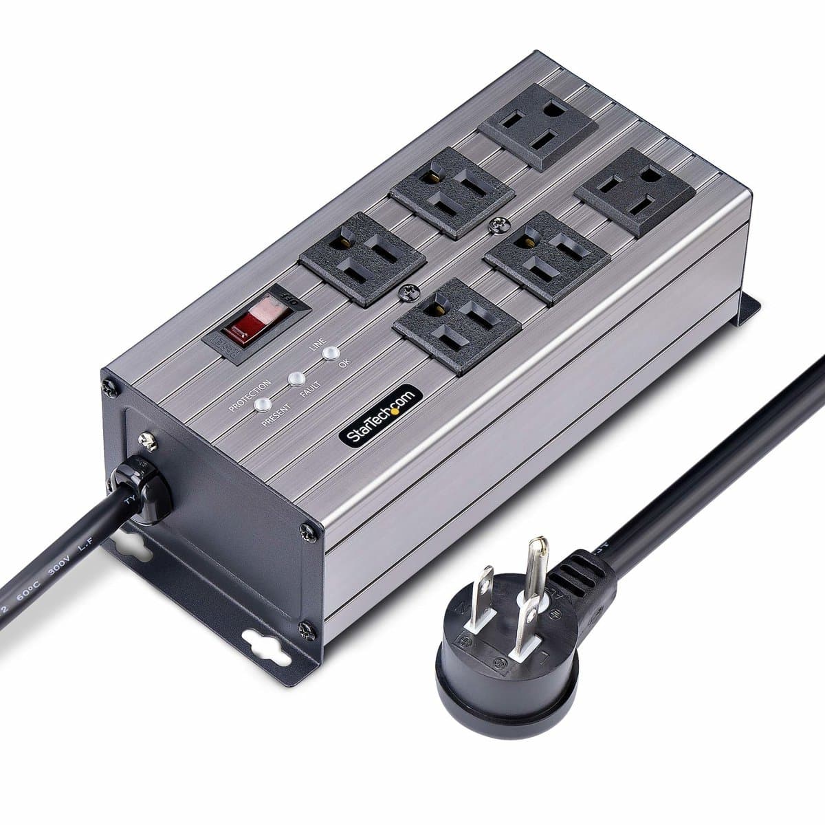 StarTech 6-Outlet Industrial Power Strip, Mountable PDU, 125V/15A, 2.4 m