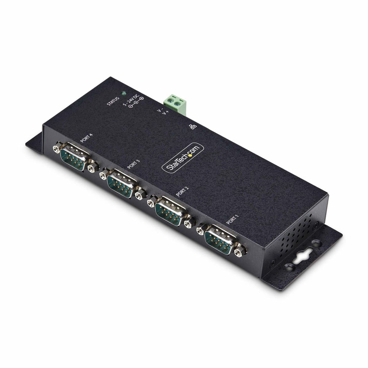 StarTech 4-Port Serial to Ethernet Adapter, RS232 DB9, 100–240V Input, DIN Rail Mountable