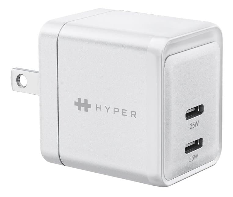 Targus HyperJuice 35W USB-C GaN Charger, 2 Ports, 100–240V AC, Fast Charge