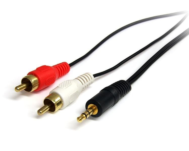 StarTech 3-foot 3.5mm to 2x RCA Stereo Audio Cable, 28 AWG, Black