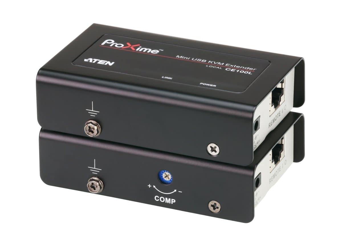 ATEN CE100 USB KVM Extender, Cat 5e cable, VGA video, ESD protection
