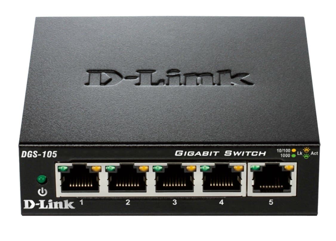 D-Link DGS-105, 5-Port Gigabit Ethernet Switch, 10 Gbps, Unmanaged