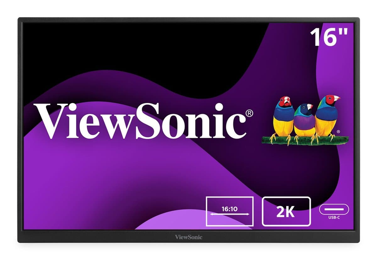 ViewSonic 16in Portable WQXGA IPS Monitor With 65W USB C And Smart Cover Desi
