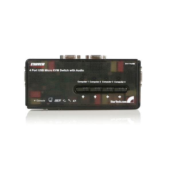 StarTech 4-Port USB VGA KVM Switch Kit, 2K Ultra HD, Cables, Audio