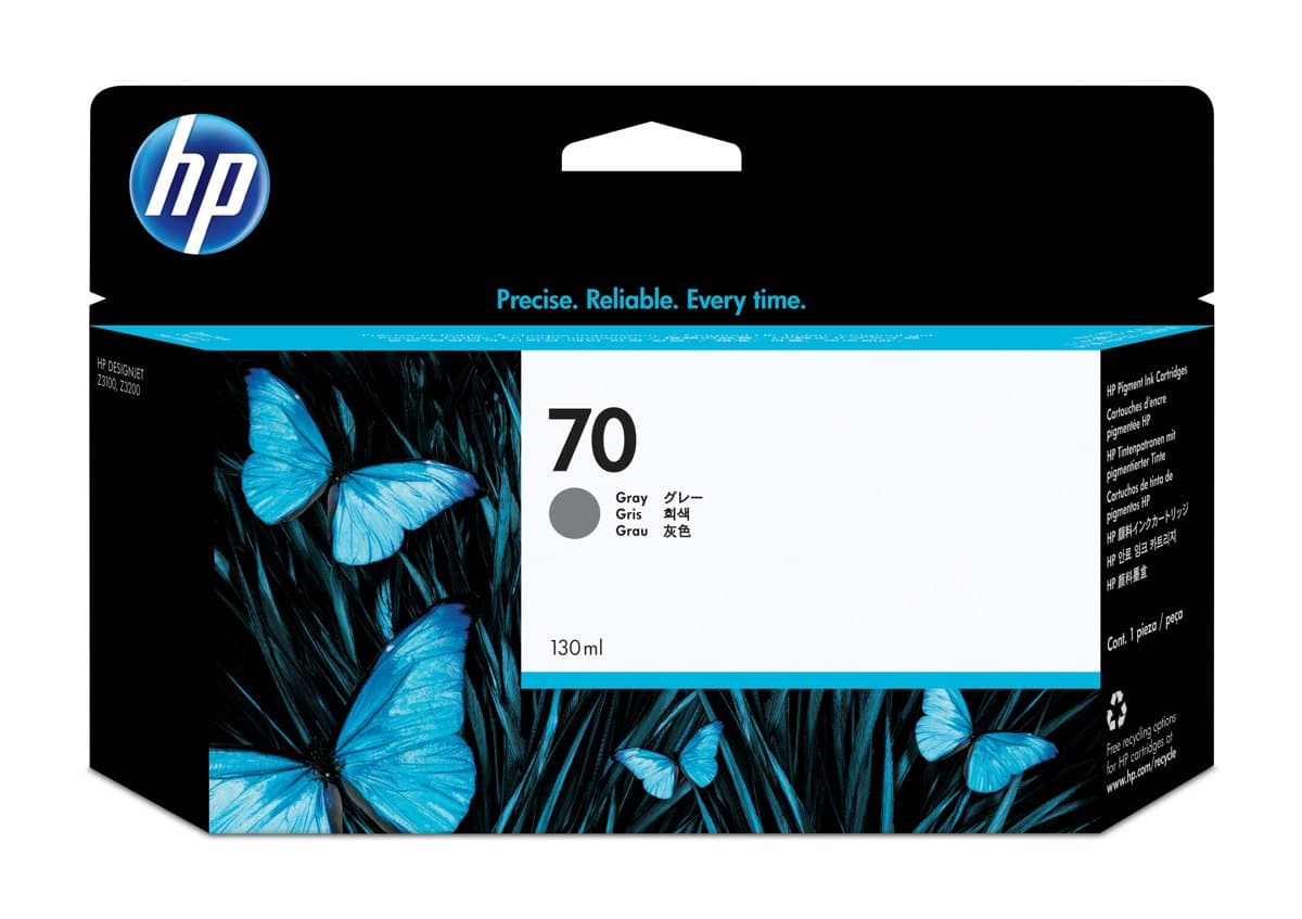 HP 70 Gray DesignJet Ink Cartridge, 130ml, Thermal Inkjet, Z3100/Z3200