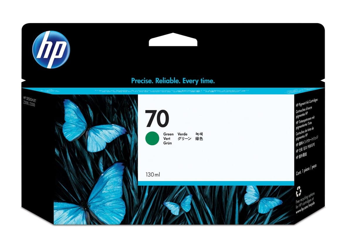 HP 70 Green Ink Cartridge, 130ml, Thermal Inkjet, Designjet Z2100/Z3100/Z3200