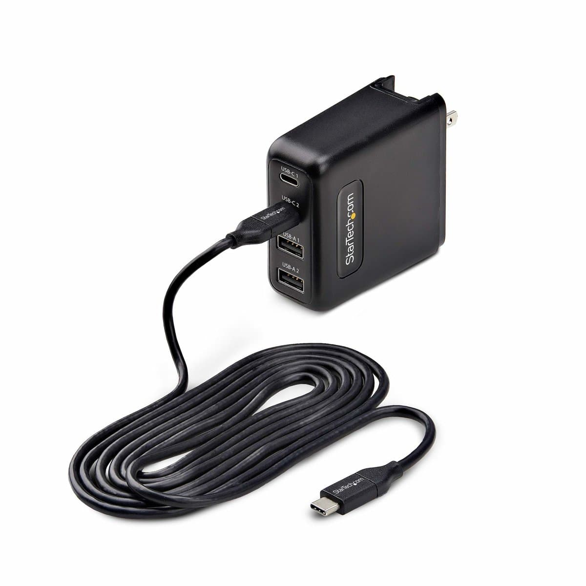 StarTech 100W USB-C Wall Charger, 2x USB-C, 2x USB-A, GaN, USB PD 3.0