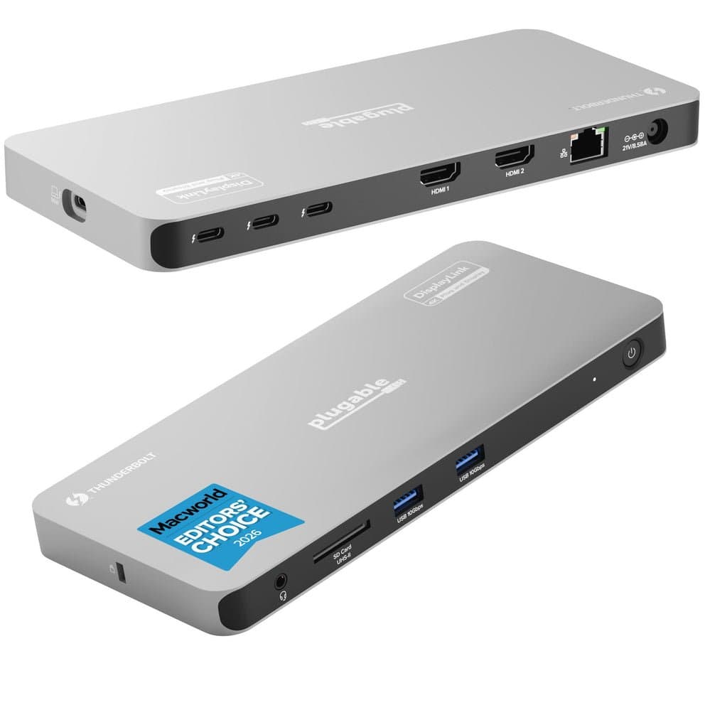 Plugable TBT-6950PD, Thunderbolt 4 Dock, 100W Power, 4 Displays
