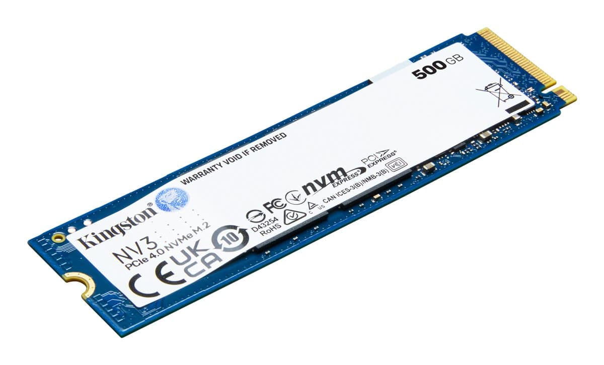 Kingston NV3 M.2 2280 NVMe SSD, 500 GB, PCIe 4.0, 5000 MB/s Read, 3000 MB/s Write