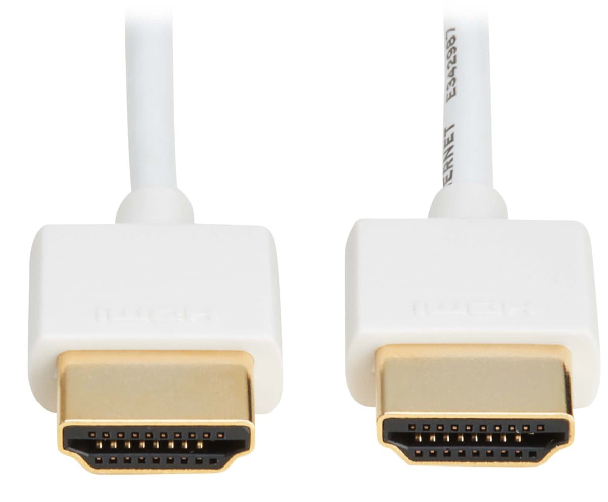 Eaton Slim HDMI Cable W Ethernet Video/Audio UHD 4K M/M White 3ft