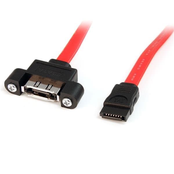StarTech 1 ft eSATA Panel Mount Cable, Female-to-Male, Screw Mount, Red