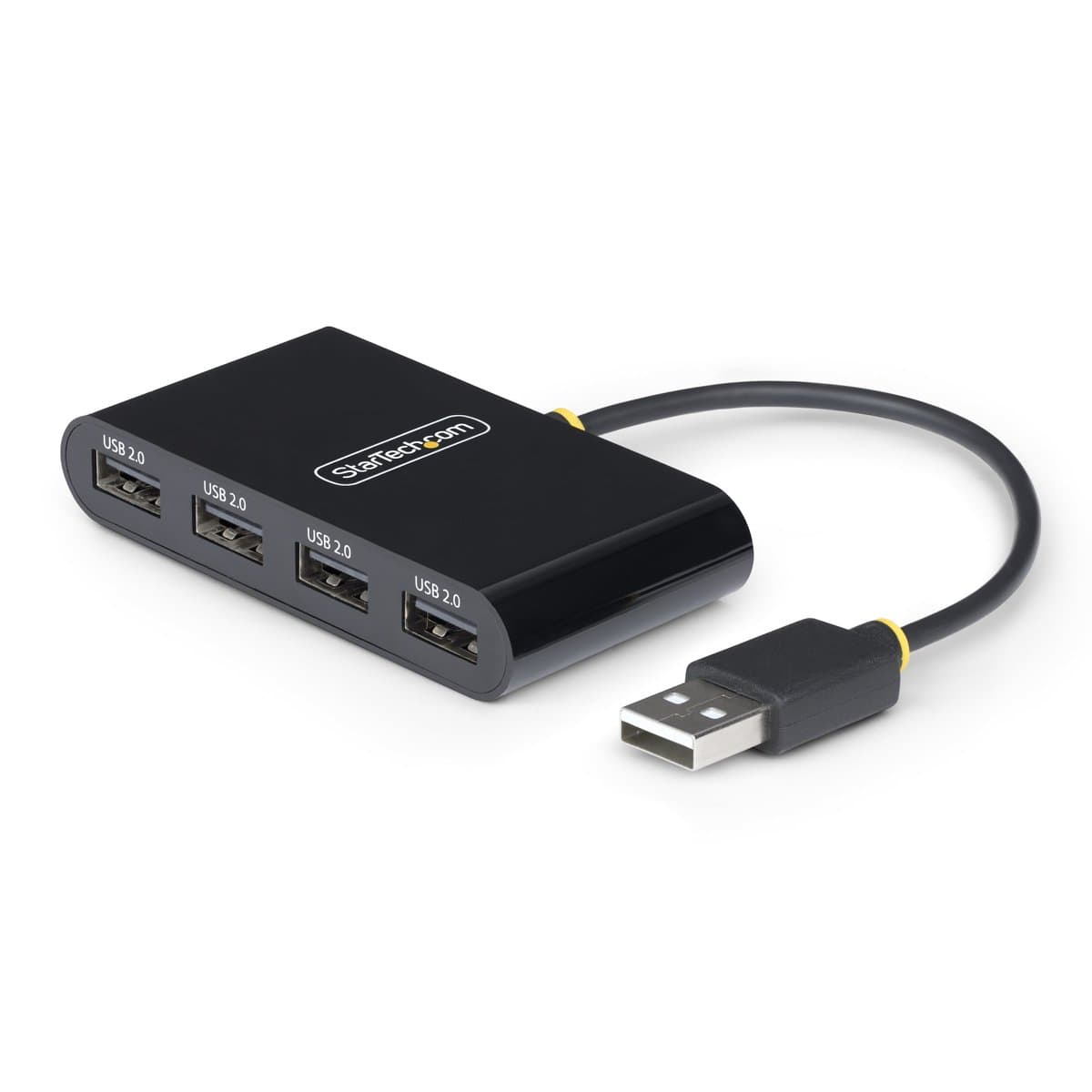 StarTech 4-Port USB 2.0 Hub, 4× USB-A, 480 Mbps, Bus-Powered, Black
