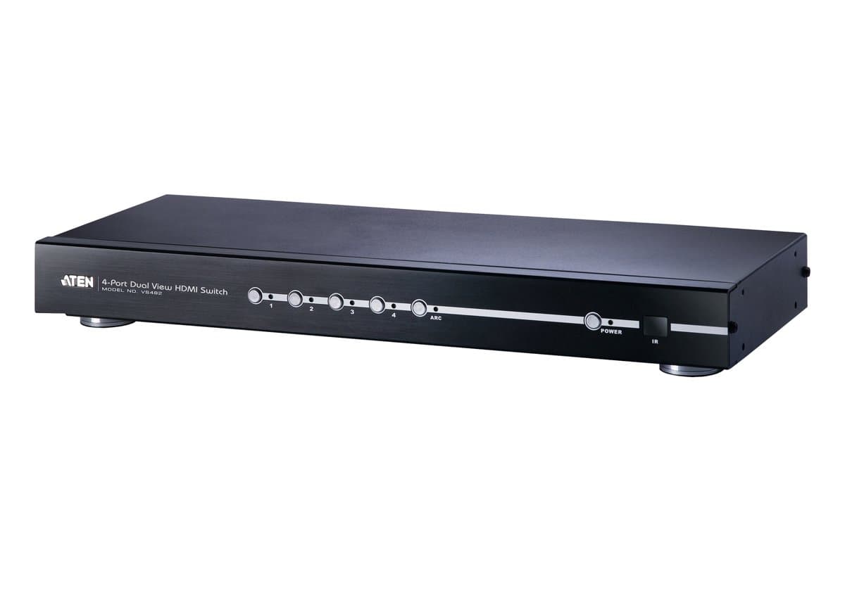 ATEN VS482, 4-Port HDMI Switch, 2 Outputs, 3D/ARC, Metal