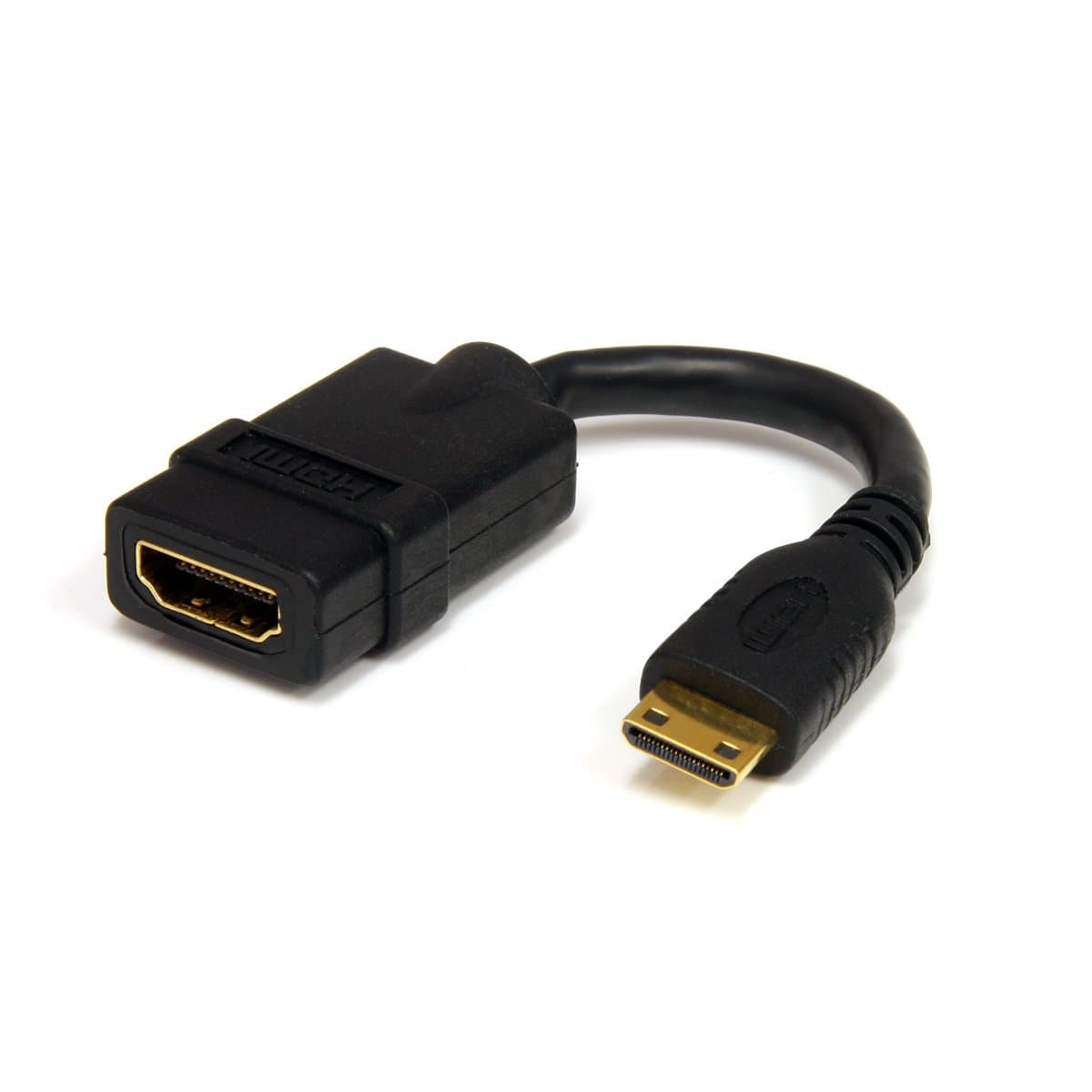 StarTech 5in Mini HDMI to HDMI Adapter, 4K 30Hz, HDMI 1.4, Gold Plated