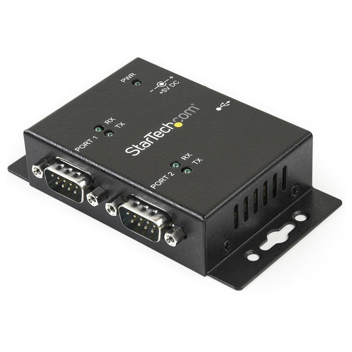 StarTech 2-Port Industrial USB-to-Serial RS232 Adapter, DIN Rail, Steel