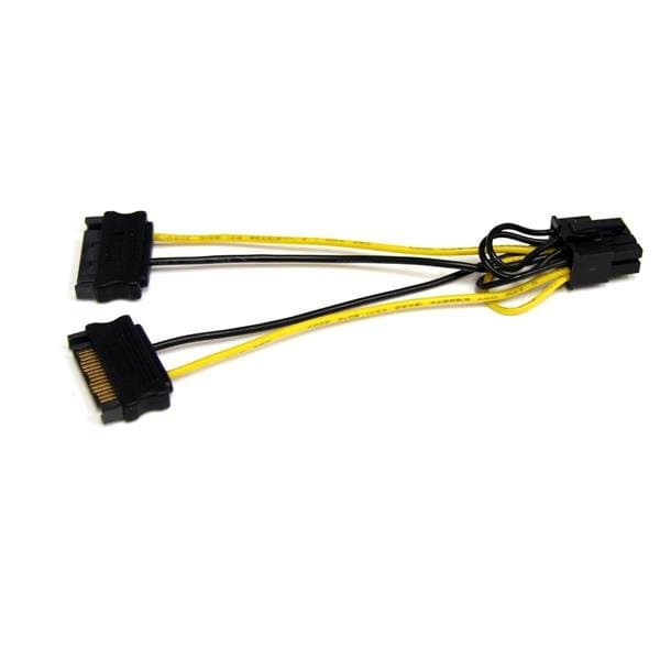 StarTech SATA to PCIe Power Adapter, 6" Cable, Dual SATA 15-pin, 8-pin PCI-E